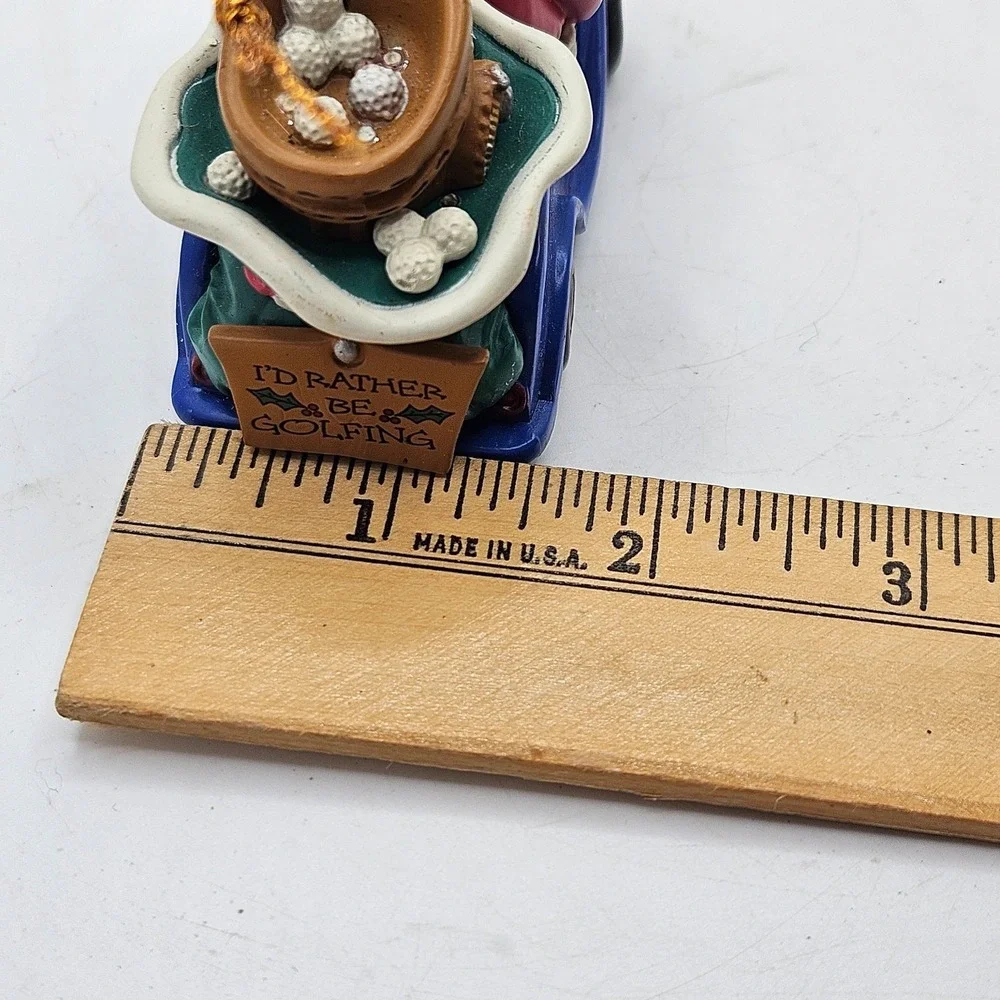 VTG 1996 Santa Claus Golfing Christmas Ornament Blue Car I'd Rather Be Golfing